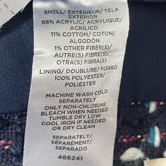 Loft || woman’s Navy blue with multi-color thick stitching skirt size 10 - Picture 4 of 7